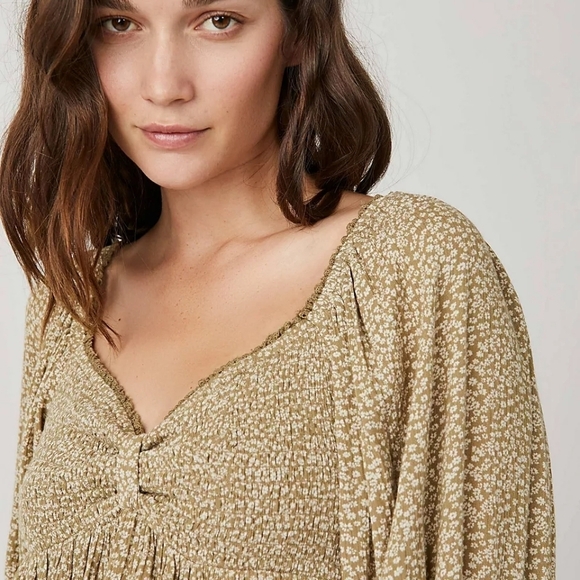 NWT Free People | Brittnee Printed Top In Tropical Nut - Picture 12 of 13